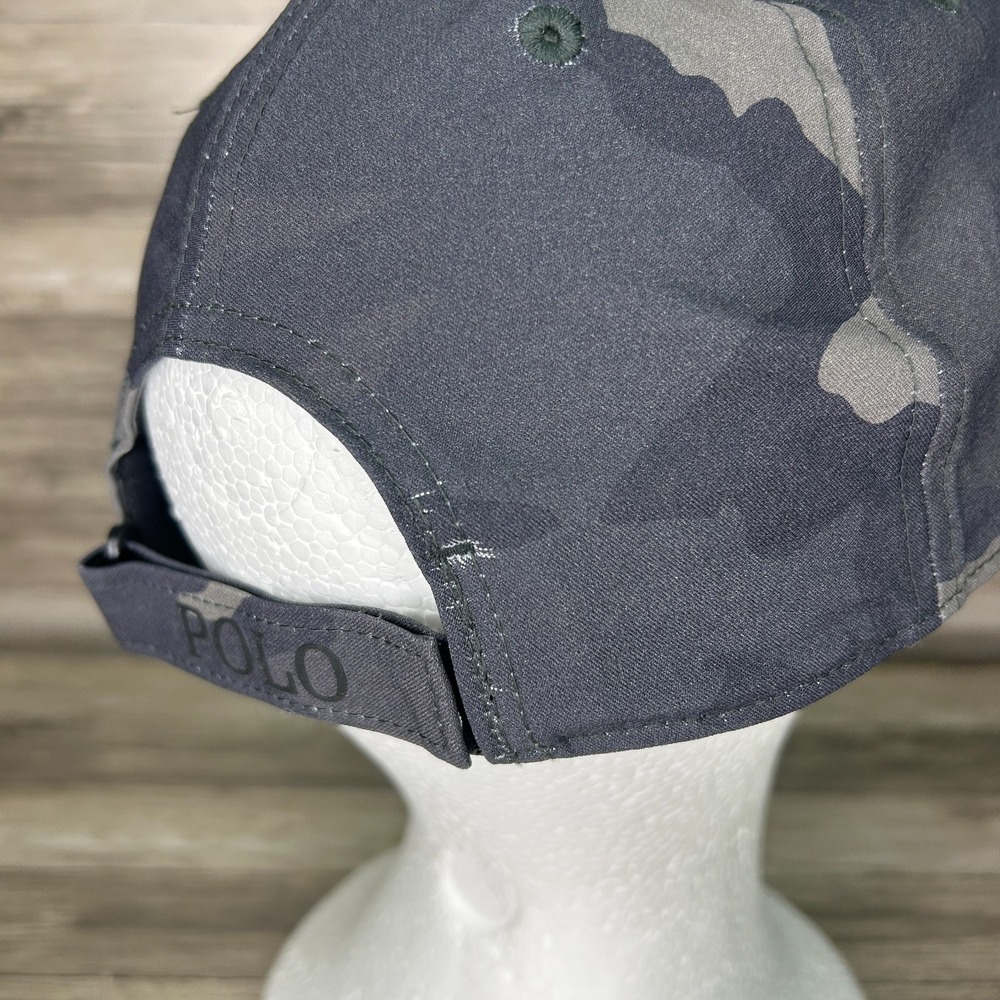 Polo Ralph Lauren Stretch Twill Camo Performance Ball Cap Hat Black Gray - Picture 5 of 8